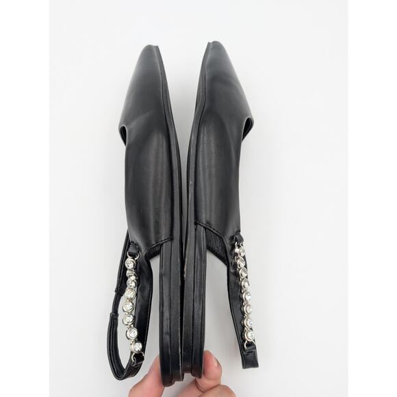 Chase & Chloe Rhinestone Slingback Flat Pointed Toe Women's Black Size US9 - Picture 10 of 13